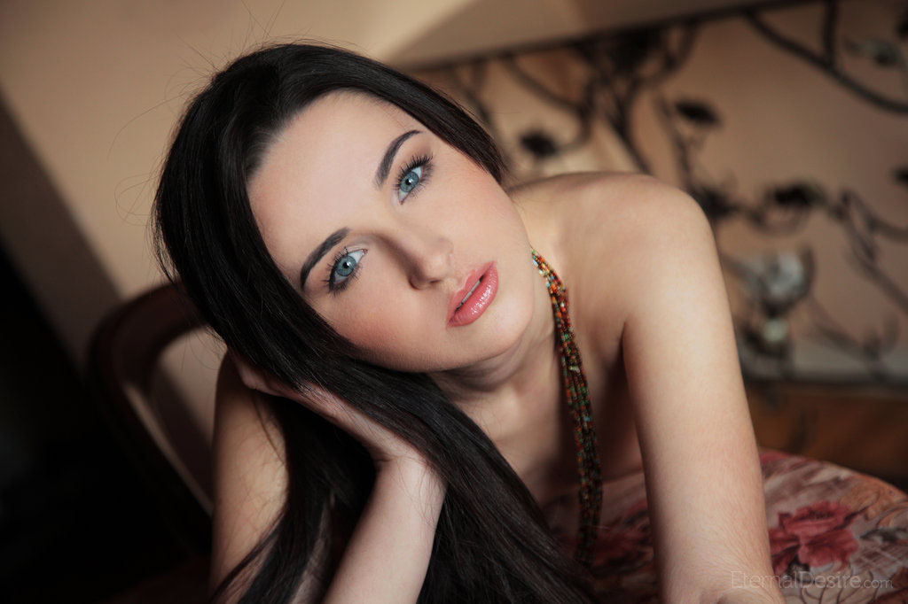 Blue Eyes And Dark Hair Beauty