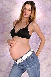 Amateur Preggo In Jeans And Bra