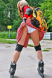 Rollerblading Teen Flashing White Undies